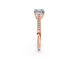 Rose gold Fancy Blue Asscher Cut Solitaire Cathedral Diamond Engagement Ring with Channel-Set Band and Four-Prong Setting_5