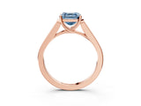 Rose gold Fancy Blue Asscher Cut Solitaire Cathedral Diamond Engagement Ring with Channel-Set Band and Four-Prong Setting_6