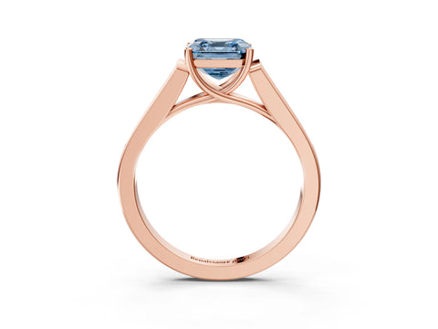 Rose gold Fancy Blue Asscher Cut Solitaire Cathedral Diamond Engagement Ring with Channel-Set Band and Four-Prong Setting_6