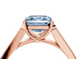 Rose gold Fancy Blue Asscher Cut Solitaire Cathedral Diamond Engagement Ring with Channel-Set Band and Four-Prong Setting_7