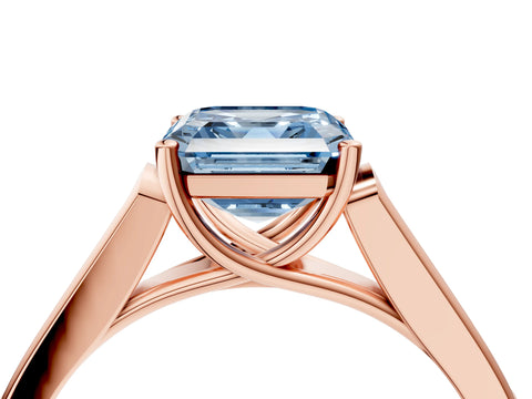 Rose gold Fancy Blue Asscher Cut Solitaire Cathedral Diamond Engagement Ring with Channel-Set Band and Four-Prong Setting_7