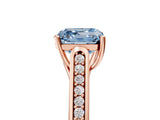 Rose gold Fancy Blue Asscher Cut Solitaire Cathedral Diamond Engagement Ring with Channel-Set Band and Four-Prong Setting_8