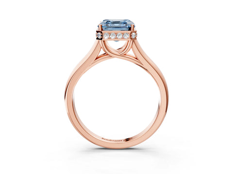 Rose gold Fancy Blue Asscher Cut Solitaire Diamond Engagement Ring with Four-Prong Setting and Tapered Band_3