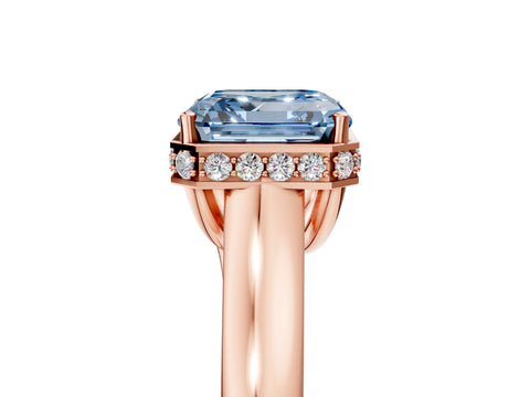 Rose gold Fancy Blue Asscher Cut Solitaire Diamond Engagement Ring with Four-Prong Setting and Tapered Band_5