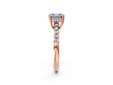 Rose gold Fancy Blue Asscher Cut Solitaire Diamond Engagement Ring with Pavé Band and Six-Prong Setting_2