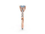 Rose gold Fancy Blue Asscher Cut Solitaire Diamond Engagement Ring with Pavé Band and Six-Prong Setting_26
