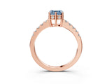 Rose gold Fancy Blue Asscher Cut Solitaire Diamond Engagement Ring with Pavé Band and Six-Prong Setting_27