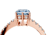 Rose gold Fancy Blue Asscher Cut Solitaire Diamond Engagement Ring with Pavé Band and Six-Prong Setting_28