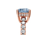 Rose gold Fancy Blue Asscher Cut Solitaire Diamond Engagement Ring with Pavé Band and Six-Prong Setting_29