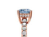 Rose gold Fancy Blue Asscher Cut Solitaire Diamond Engagement Ring with Pavé Band and Six-Prong Setting_5