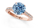 Rose gold Fancy Blue Asscher  Cut Solitaire Diamond Engagement Ring with Pave Band and Four-Prong Setting_1