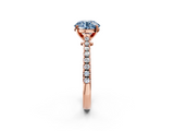 Rose gold Fancy Blue Asscher  Cut Solitaire Diamond Engagement Ring with Pave Band and Four-Prong Setting_2