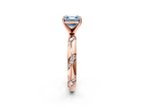 Rose gold Fancy Blue Asscher Cut Solitaire Diamond Engagement Ring with Twisted Pave Band and Four-Prong Setting_5