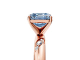 Rose gold Fancy Blue Asscher Cut Solitaire Diamond Engagement Ring with Twisted Pave Band and Four-Prong Setting_8