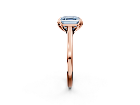 Rose gold Fancy Blue Asscher  Cut Solitaire Diamond Ring with Flower-Prong Setting and Classic Band_70