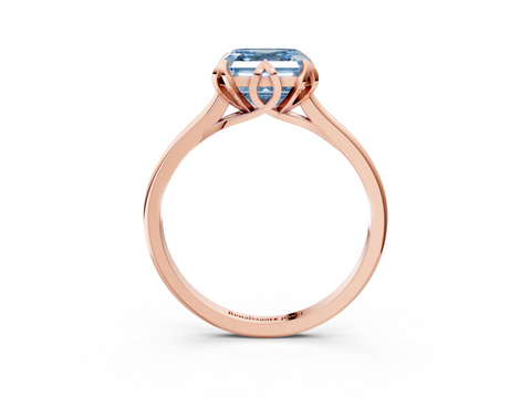 Rose gold Fancy Blue Asscher  Cut Solitaire Diamond Ring with Flower-Prong Setting and Classic Band_71