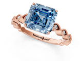 Rose gold Fancy Blue Asscher Cut Solitaire Diamond Ring with Infinity Twist Band and Four-Prong Setting_1