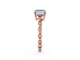 Rose gold Fancy Blue Asscher Cut Solitaire Diamond Ring with Infinity Twist Band and Four-Prong Setting_2