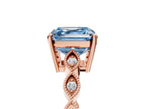 Rose gold Fancy Blue Asscher Cut Solitaire Diamond Ring with Infinity Twist Band and Four-Prong Setting_5
