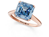 Rose gold Fancy Blue Asscher Cut Solitaire Diamond Ring with Six-Prong Setting and Classic Band_13