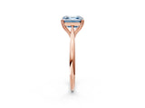 Rose gold Fancy Blue Asscher Cut Solitaire Diamond Ring with Six-Prong Setting and Classic Band_14