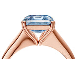 Rose gold Fancy Blue Asscher Cut Solitaire Diamond Ring with Six-Prong Setting and Classic Band_16