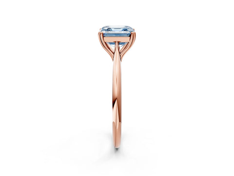 Rose gold Fancy Blue Asscher Cut Solitaire Diamond Ring with Six-Prong Setting and Classic Band_2