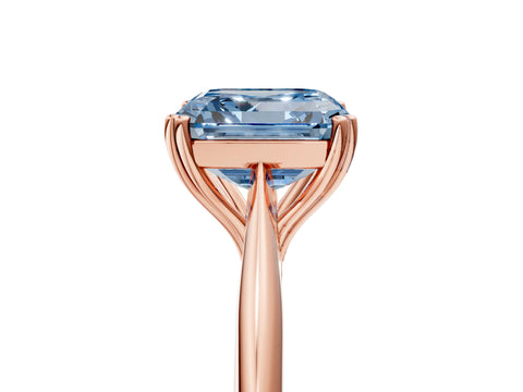 Rose gold Fancy Blue Asscher Cut Solitaire Diamond Ring with Six-Prong Setting and Classic Band_5