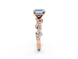 Rose gold Fancy Blue Asscher  Cut Solitaire Diamond Twisted Band with Pave Setting_19