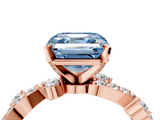 Rose gold Fancy Blue Asscher  Cut Solitaire Diamond Twisted Band with Pave Setting_21