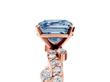 Rose gold Fancy Blue Asscher  Cut Solitaire Diamond Twisted Band with Pave Setting_22