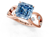 Rose gold Fancy Blue Asscher  Cut Solitaire Diamond with Side Stones on Criss-Cross Band and Four-Prong Setting_18