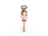 Rose gold Fancy Blue Asscher  Cut Solitaire Diamond with Side Stones on Criss-Cross Band and Four-Prong Setting_19