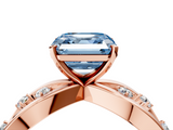 Rose gold Fancy Blue Asscher  Cut Solitaire Diamond with Side Stones on Criss-Cross Band and Four-Prong Setting_21