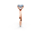Rose gold Fancy Blue Asscher  Cut Solitaire Engagement Ring with Flat Band and Four-Prong Setting 2