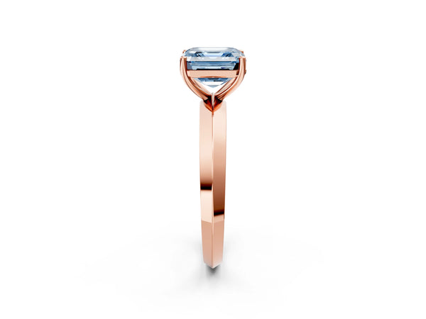 Rose Gold Asscher Cut Knife-Edge Solitaire Engagement Ring Setting for Fancy Blue Center