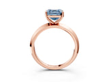 Rose gold Fancy Blue Asscher  Cut Solitaire Engagement Ring with Flat Band and Four-Prong Setting 3