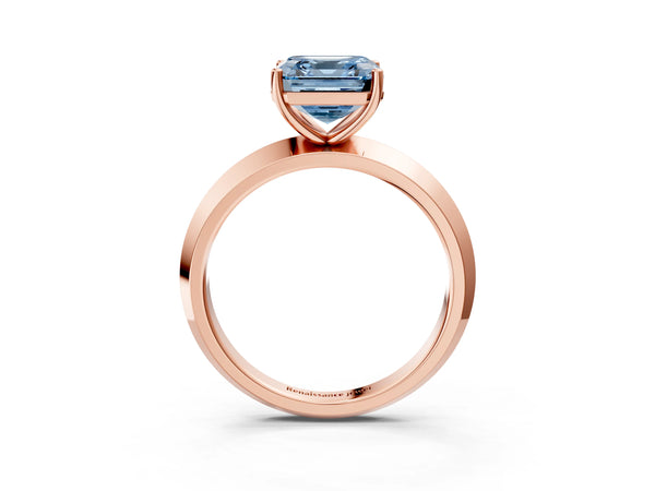 Rose Gold Asscher Cut Knife-Edge Solitaire Engagement Ring Setting for Fancy Blue Center