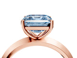 Rose gold Fancy Blue Asscher  Cut Solitaire Engagement Ring with Flat Band and Four-Prong Setting 4