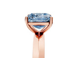 Rose gold Fancy Blue Asscher  Cut Solitaire Engagement Ring with Flat Band and Four-Prong Setting 5