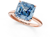 Rose gold Fancy Blue Asscher  Cut Solitaire Engagement Ring with Four-Prong Setting and Classic Band_18
