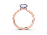 Rose gold Fancy Blue Asscher  Cut Solitaire Engagement Ring with Four-Prong Setting on a Classic Band_3