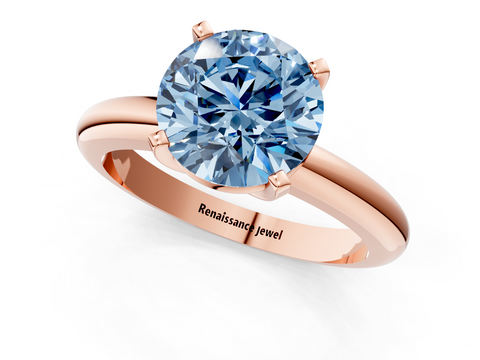 Rose gold Fancy Blue Asscher  Cut Solitaire Engagement Ring with Round Band and Four-Prong Setting_1