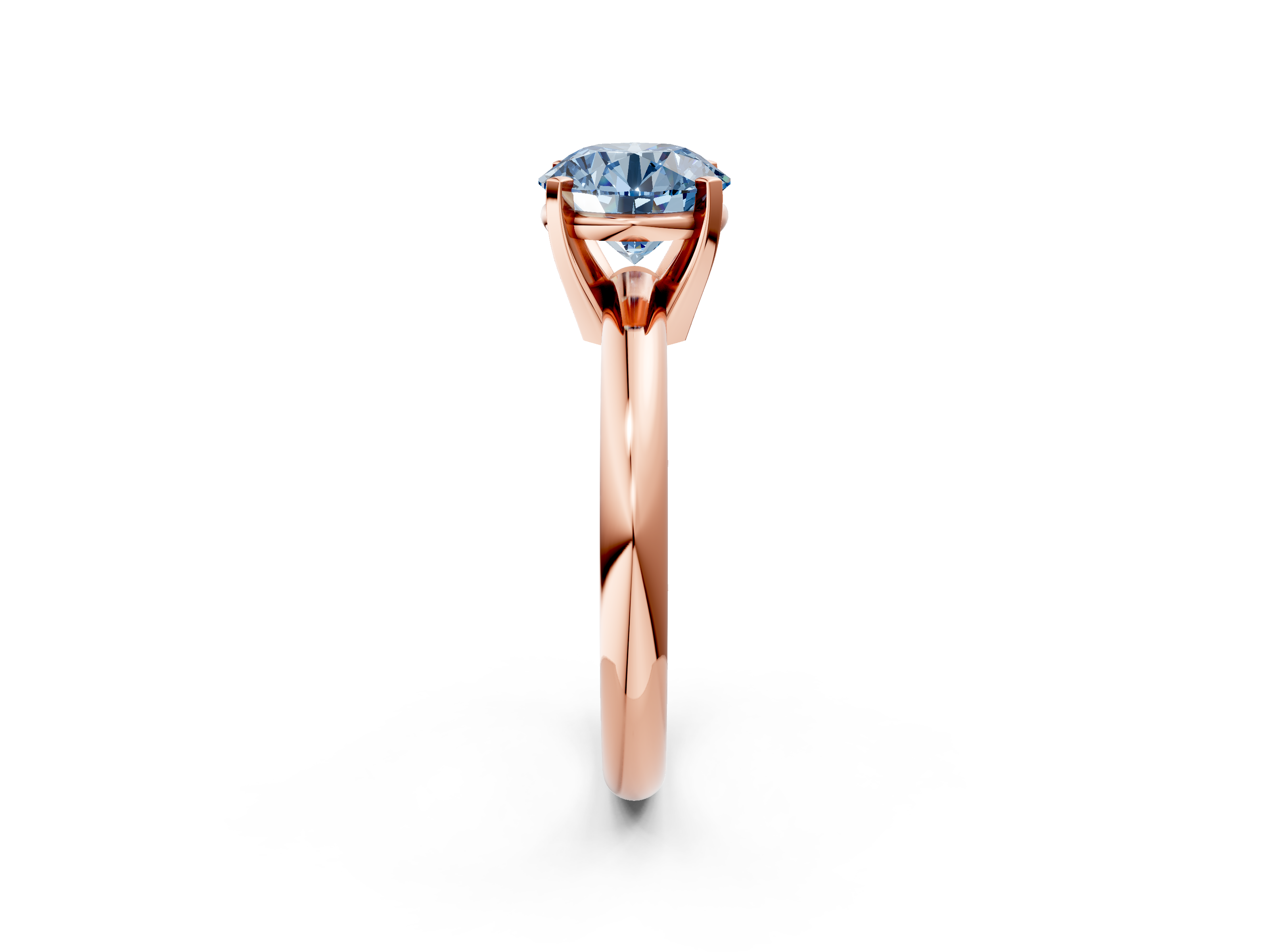 Rose gold Fancy Blue Asscher  Cut Solitaire Engagement Ring with Round Band and Four-Prong Setting_2