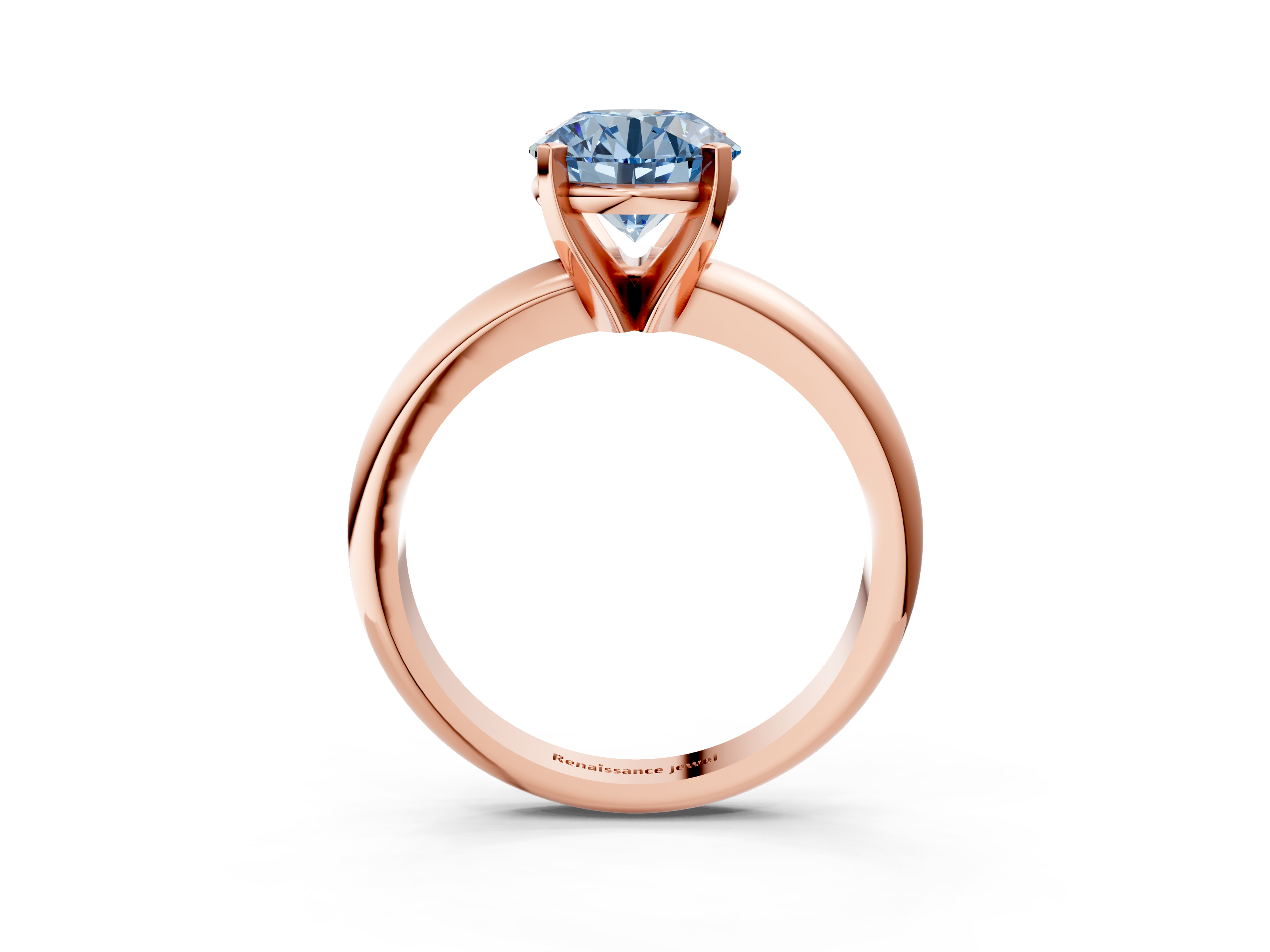 Rose gold Fancy Blue Asscher  Cut Solitaire Engagement Ring with Round Band and Four-Prong Setting_3