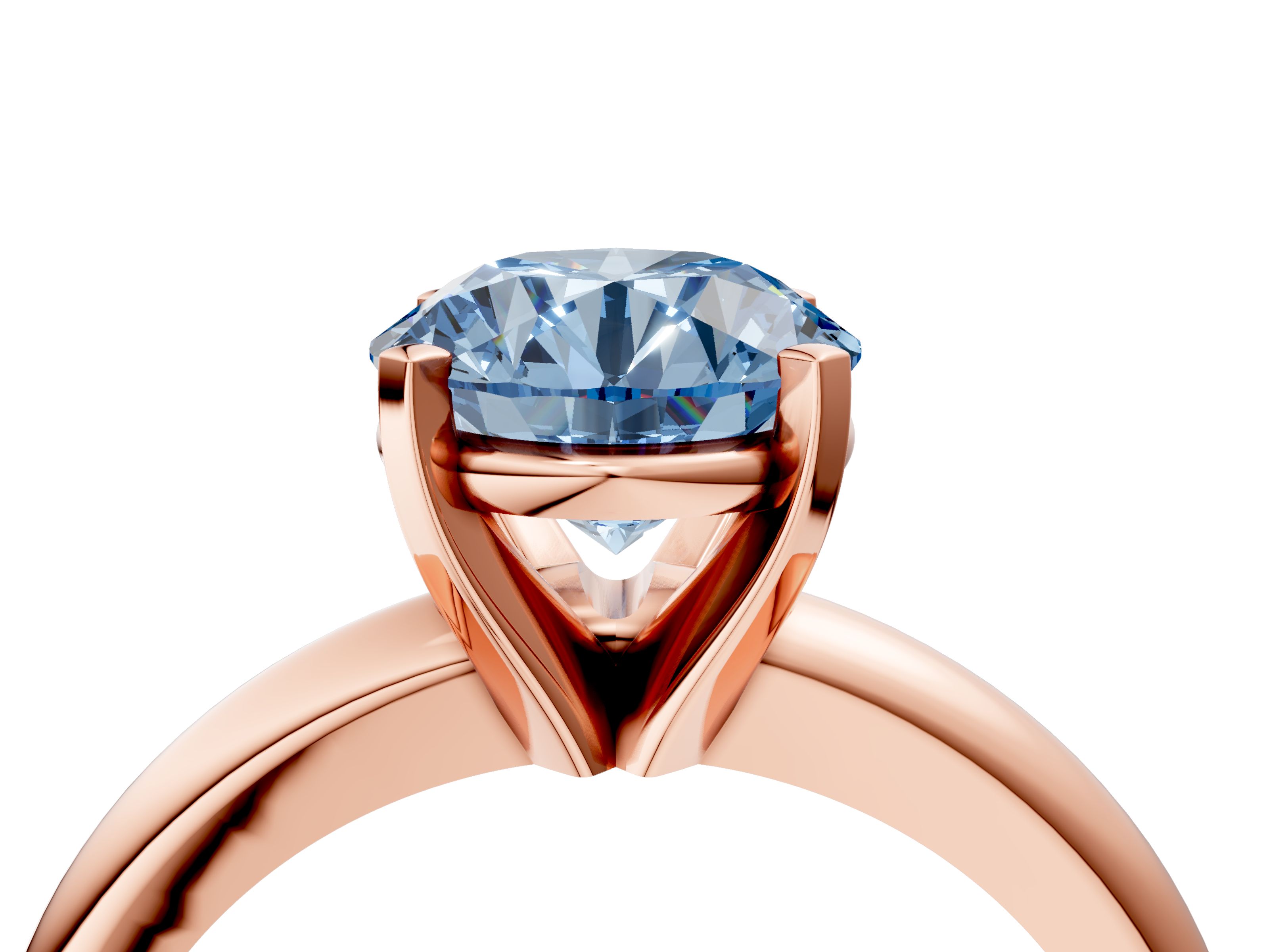Rose gold Fancy Blue Asscher  Cut Solitaire Engagement Ring with Round Band and Four-Prong Setting_4