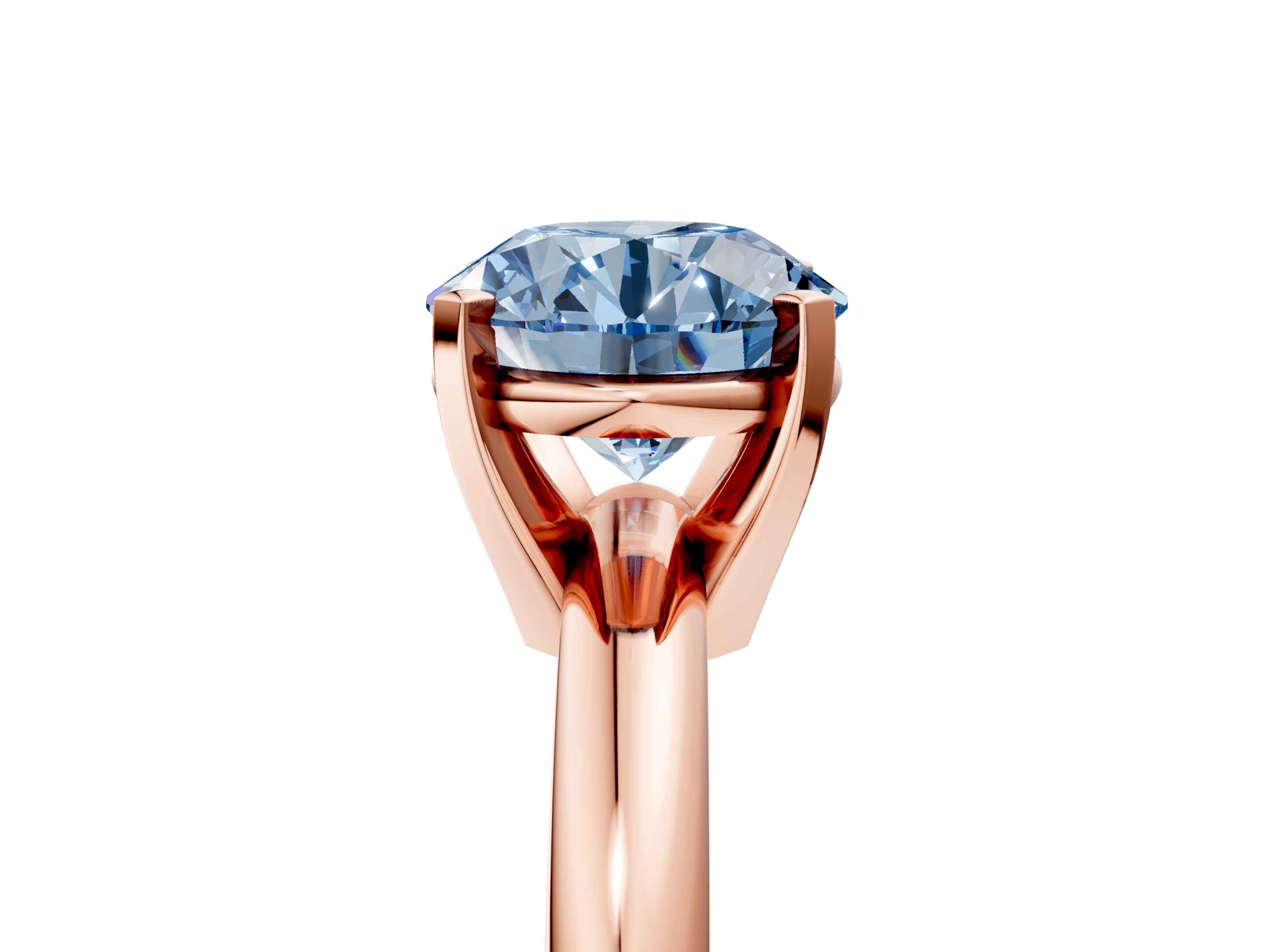 Rose gold Fancy Blue Asscher  Cut Solitaire Engagement Ring with Round Band and Four-Prong Setting_5