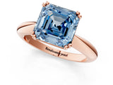 Rose gold Fancy Blue Asscher  Cut Solitaire Engagement Ring with Tapered Band and Four-Prong Setting 1