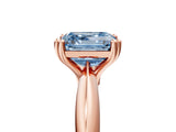 Rose gold Fancy Blue Asscher  Cut Solitaire Engagement Ring with Tapered Band and Four-Prong Setting 5