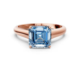 Rose gold Fancy Blue Asscher Cut Solitaire Engagement Ring with Tapered Band and Four-Prong Setting_3